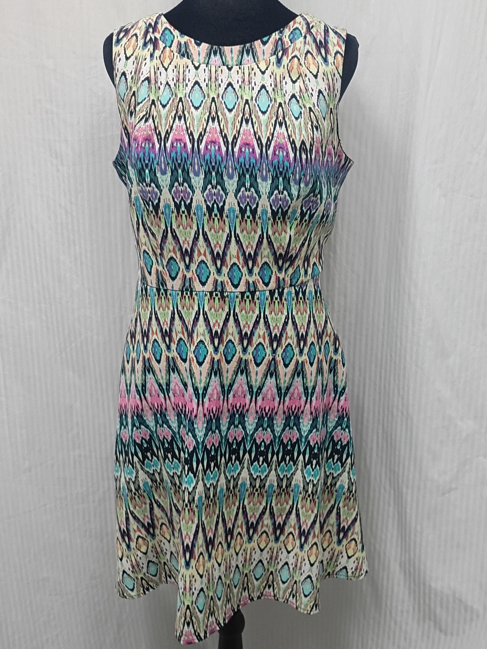 AB Studio Multicolor Ikat Print Midi Dress 8